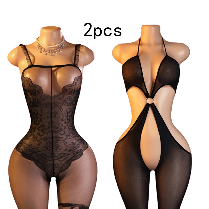 Lingerie - Tweeledig set – zwarte, sexy bodysuit