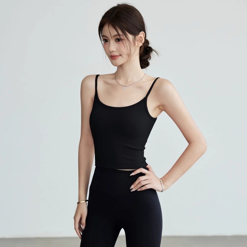 Seamless Ribbed Workout Tank Top - Dames Seamless Geribbelde Yoga Cami Tanktop