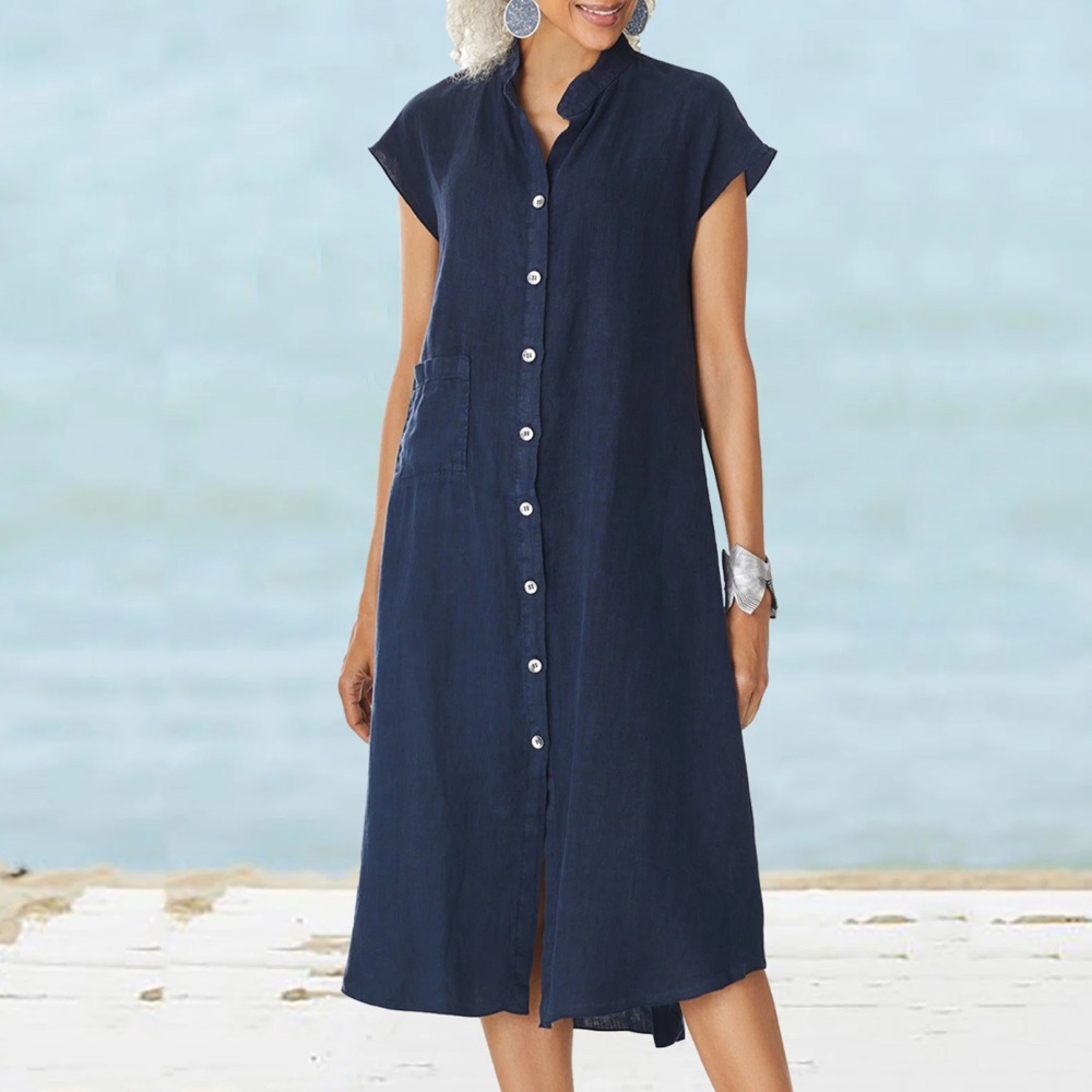 2026 Vrouwen Casual Zwart Shir - Casual Loose Linen Shirt Dress recensie en prijs
