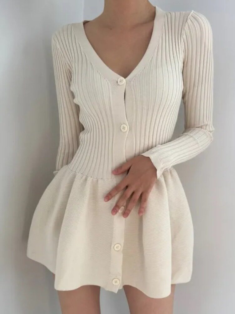Witte gebreide A-lijn jurk voo - French Vintage Floral Midi Dress recensie en prijs