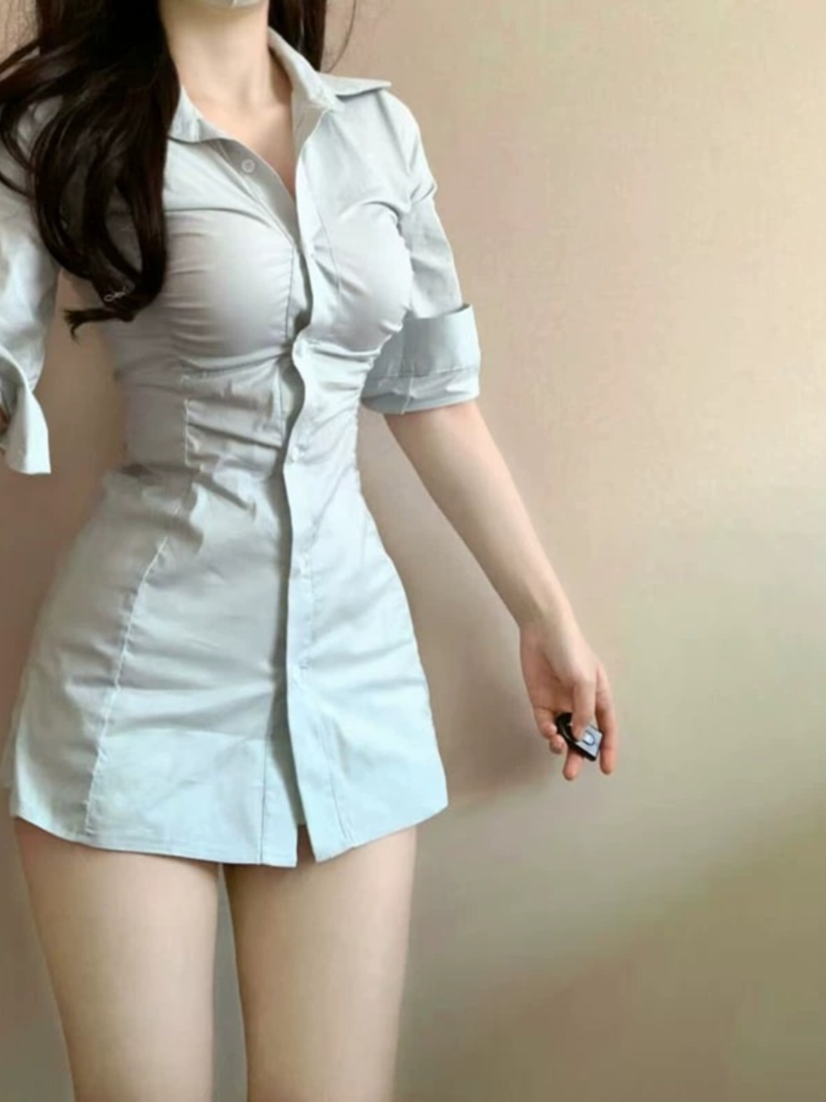 Sexy geplooide shirtjurk met t - Korean Style A Line Shirt Dress recensie en prijs