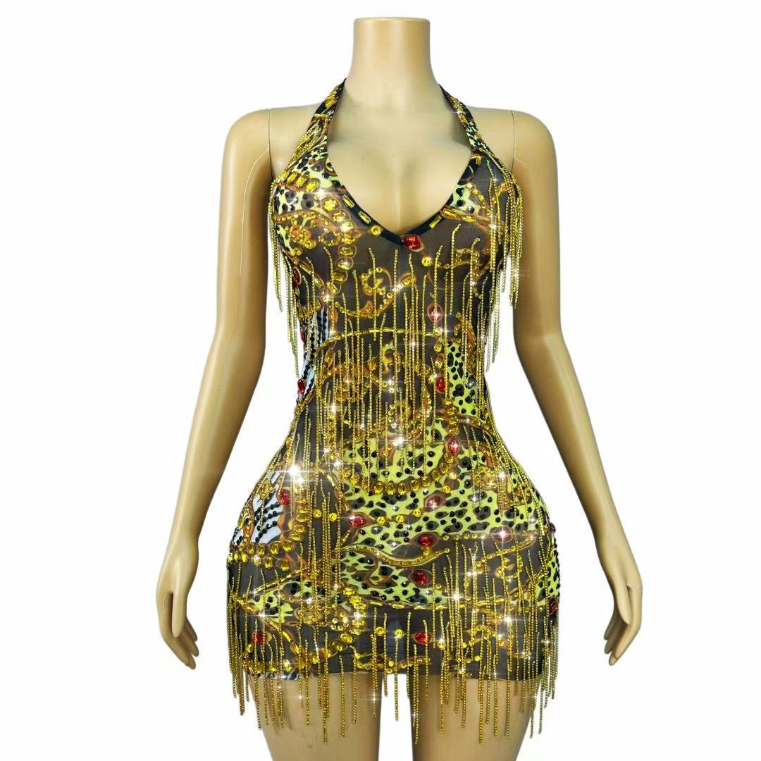 Glinsterende Gouden Strass Ket - Sparkly Rhinestone Club Party Dress recensie en prijs