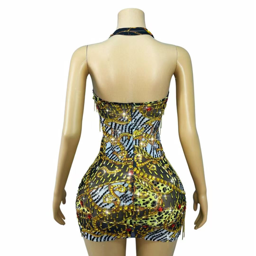 Glinsterende Gouden Strass Ket - Sparkly Rhinestone Club Party Dress recensie en prijs