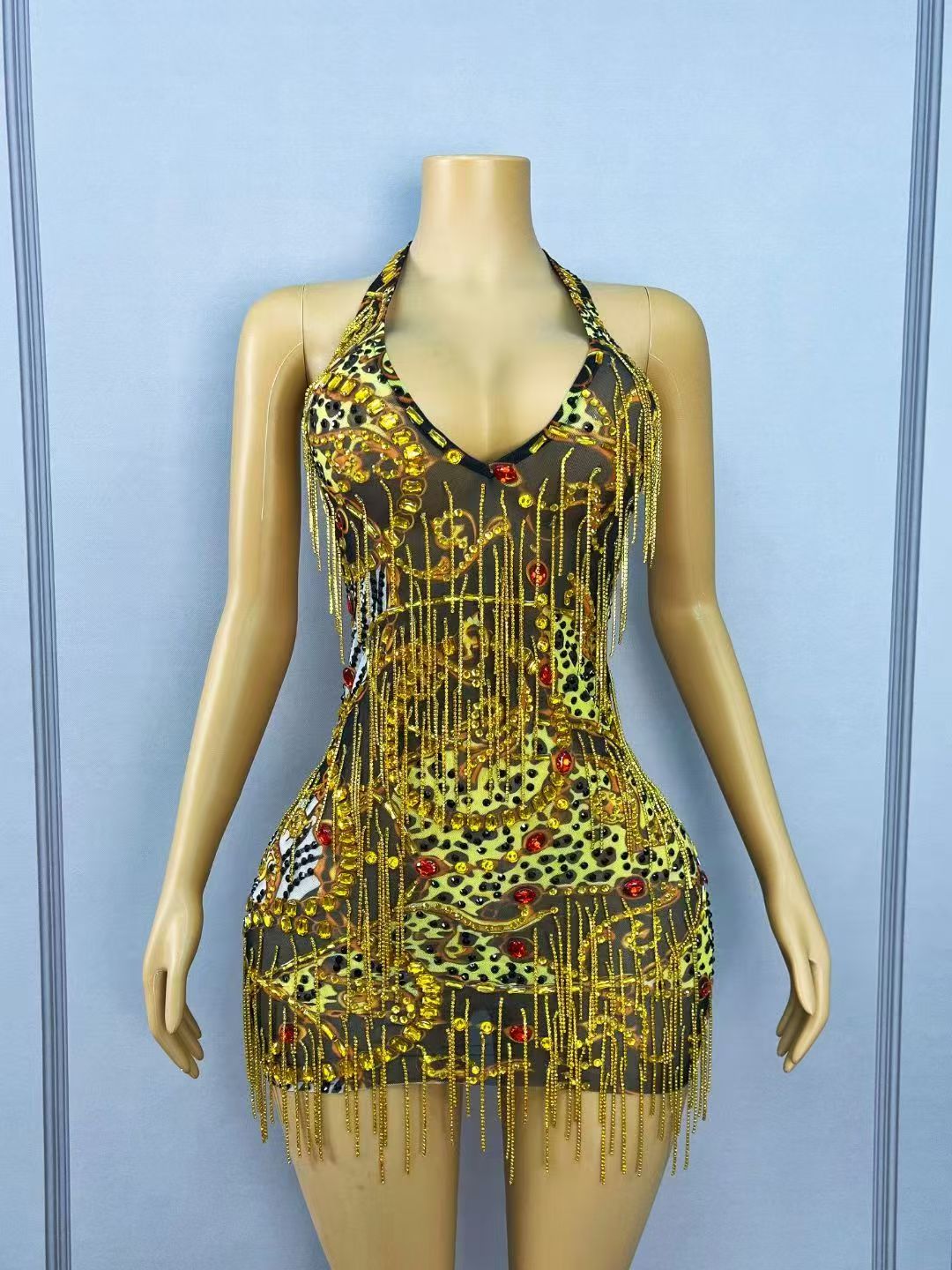 Glinsterende Gouden Strass Ket - Sparkly Rhinestone Club Party Dress recensie en prijs