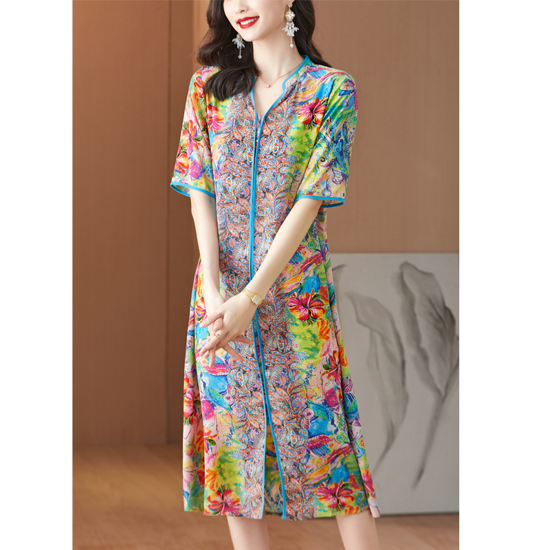 2024 Nieuwe Roze Bloemen Mulbe - French Vintage Floral Midi Dress recensie en prijs
