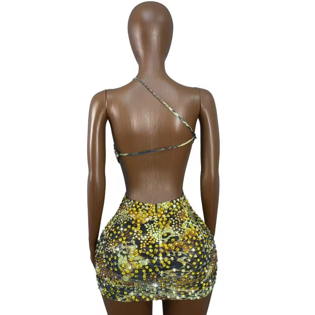 Dames Slim Sparkly Strass Prin - Sparkly Rhinestone Club Party Dress recensie en prijs